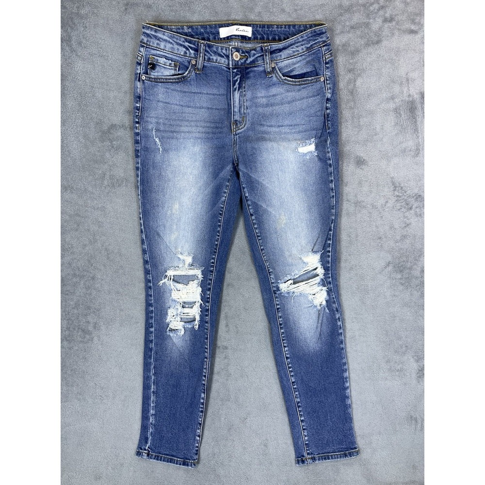 KanCan Jeans Womens 5/26 Blue Distressed Denim Euphoria Mid‎ Rise Boyfriend
